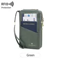 Portafoglio passaporto verde scuro RFID in ecopelle con cinturino e doppia cerniera - Verde