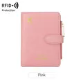 Protège-passeport rose avec protection RFID et icône d'avion doré minimaliste - Rose