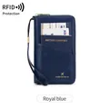 Étui passeport RFID bleu royal avec logo avion doré et fentes pour cartes de voyage - Bleu Saphir