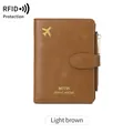 Portefeuille de voyage RFID marron clair avec logo avion doré et fermeture éclair - Brun Clair