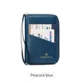 Peacock blue RFID blocking passport holder with zipper closure and wrist strap - Teal