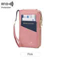 Portafoglio passaporto rosa con protezione RFID per donna e doppia chiusura a zip - Rosa