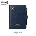Portefeuille de voyage bleu roi avec protection RFID et logo avion doré élégant - Bleu Saphir