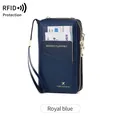 Koningsblauwe RFID-bescherming paspoort portemonnee met dubbele rits en polsband - Saffierblauw