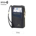 Grijze RFID paspoort portemonnee met dubbele rits en meerdere opbergsleuven - Grijs