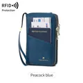 Pauwblauwe RFID-beschermende paspoorthouder met multifunctionele opbergvakken - Teal