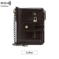 Herren RFID Ledergeldbörse in Kaffeebraun mit Vintage-Kette und Reißverschlusstasche - Kaffeebraun