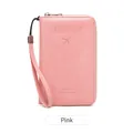 Portefeuille de voyage rose pour passeport RFID avec texture cuir et dragonne - Rose