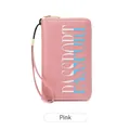 Porte-passeport rose avec protection RFID en cuir mat, fermeture éclair et dragonne - Rose