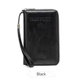 Porte-passeport de voyage noir en cuir RFID avec fermeture à glissière et dragonne robuste - Noir