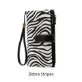 Retro RFID blocking long wallet for women featuring stylish black and white zebra stripes - Zebra Print