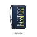 Porte-passeport RFID bleu royal avec coutures contrastées et dragonne pratique - Bleu Saphir