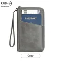 Protège-passeport gris avec blocage RFID pour le rangement sécurisé des documents de voyage - Gris