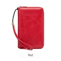 Vibrant red RFID blocking passport wallet travel document holder with secure zipper - Red