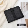 Portafoglio corto RFID nero con motivo a intreccio e chiusura a fibbia da donna - Nero