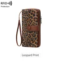 Portafoglio RFID da donna con stampa leopardata, cinturino e tasca a scatto - Stampa leopardata