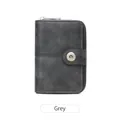 Portafoglio RFID grigio da donna in pelle con tasca zip e chiusura a pressione - Grigio