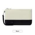 Pochette minimaliste contrastée noir et crème avec dragonne et fermeture éclair - Noir