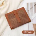 Petit portefeuille marron RFID avec motif à carreaux vintage plié pour femme - Marron