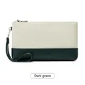 Portefeuille pochette bicolore minimaliste en crème et vert foncé avec dragonne - Vert Foncé