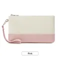 Pochette femme minimaliste bicolore beige et rose en cuir PU avec dragonne rose - Rose