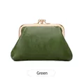 Mini portamonete vintage in pelle verde con classica chiusura a scatto in metallo dorato - Verde