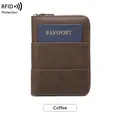 Dark coffee RFID blocking passport wallet in vintage matte finish crazy horse leather - Coffee