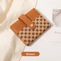Portafoglio corto da donna marrone con stampa floreale vintage e fibbia dorata - Marrone