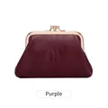 Portamonete vintage in ecopelle viola con chiusura a scatto in metallo oro rosa - Viola
