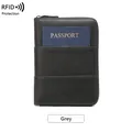 Porta passaporto grigio con blocco RFID in pelle opaca vintage e scomparti per carte - Grigio