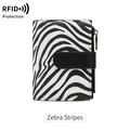 Short RFID blocking trifold wallet featuring black and white zebra stripes leather - Zebra Print