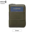 Portafoglio da viaggio in pelle verde con blocco RFID e chiusura a cerniera - Verde