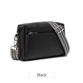 Borsa a tracolla retrò in pelle PU nera con ampia tracolla geometrica da donna - Nero