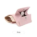 Pink lychee grain leather short wallet for women featuring an RFID coin compartment - Pink