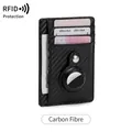 Slim RFID carbon fiber wallet with integrated Apple AirTag holder and card slots - Carbon Fiber Black