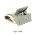 Light green RFID minimalist short wallet in lychee texture leather with snap coin pocket - Light Green