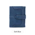 Dunkelblaue Vintage-Bifold-Geldbörse aus Mattleder mit Wellennähten und Druckknopf - Königsblau