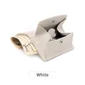 Minimalist white RFID small wallet with lychee pattern and snap button closure - Off-white