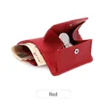 Cartera RFID de cuero rojo con monedero de presión y espacio para billetes - Rojo