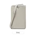 Vertical grey lychee pattern leather crossbody cell phone bag with adjustable strap - Gray