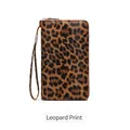 Portafoglio lungo da donna vintage con stampa leopardata, protezione RFID e cinturino - Stampa leopardata