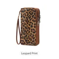 Vintage leopard print long wallet for women with RFID protection and dual zippers - Leopard Print