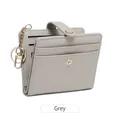 Slim grey RFID-blocking bifold wallet for women with multiple card slots and keychain - Gray