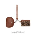 Brown and leopard print 2-in-1 wristlet wallet set with patterned fabric wrist strap - Leopard Brown