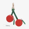 Mini cherry fruit coin purse keychain with red leather bags and gold hardware charm - Cherry