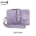 Portefeuille femme violet clair avec protection RFID, trois volets et fermoir doré - Violet Clair