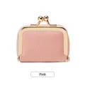 Mini pochette à bijoux en cuir rose grainé avec fermoir doré et cadre métallique - Rose