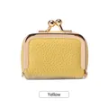 Mini pochette à bijoux en cuir jaune avec fermoir à cadre en métal doré - Jaune