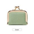Mini pochette à bijoux en cuir vert grainé avec fermoir clic-clac doré chic - Vert
