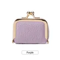 Mini pochette à bijoux en cuir violet avec fermoir doré vintage et texture grainée lychee - Violet